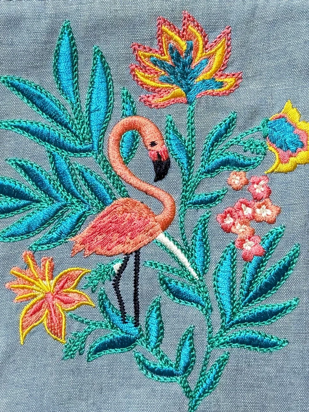 🦩🩵 TALBOTS Colorful Embroidered Flamingo Wristlet. NWT - Picture 2 of 11